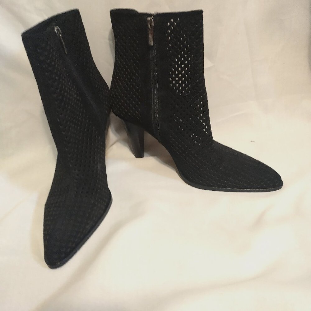 Vince Camuto perforated suede zip boots